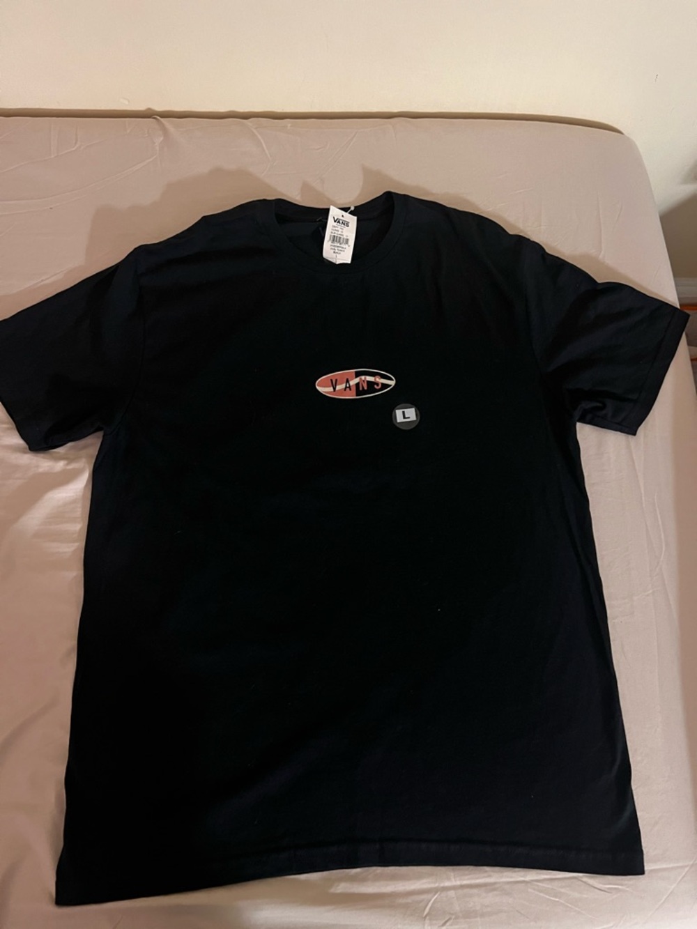 Vans Black Tee with Red and White Oval Logo